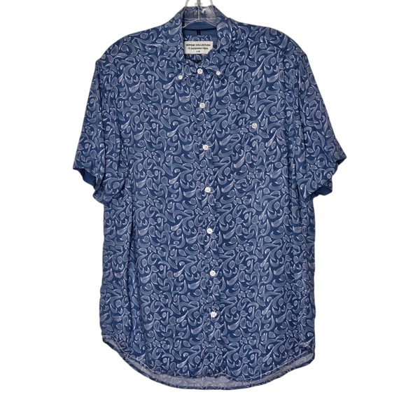 Report Collection Sustainable Fibers Blue Print Short Sleeve Shirt L Vacation - Picture 1 of 7